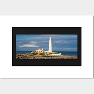 St Mary's Island & Lighthouse, Northumberland, North East England Posters and Art